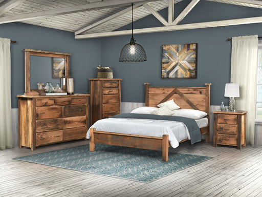 Amish Reclaimed Post Mission Bedroom Set 5-Piece Set Farmhouse Reclaimed Barnwood