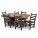 Amish Rustic Poly Log 44"x72" Dining Set With Poly Log Ladderback Dining Chairs - Antique Mahogany on Brown - Set Photo - Blank Background
