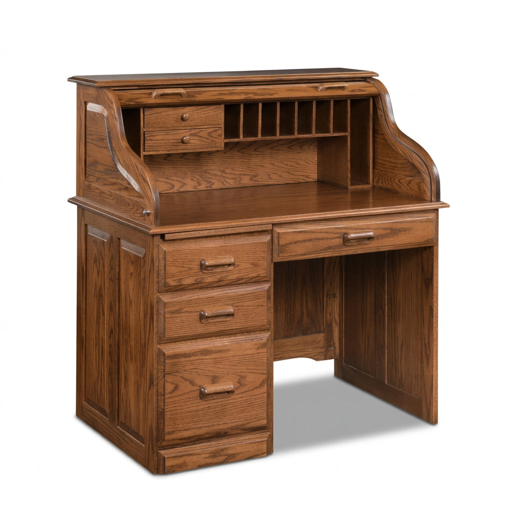 Amish Single Pedestal Regency Roll Top Desk - Multiple Sizes