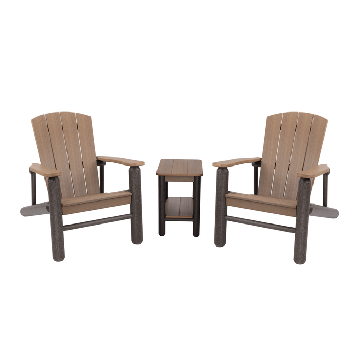 Amish Rustic Poly Log Adirondack Chair Set