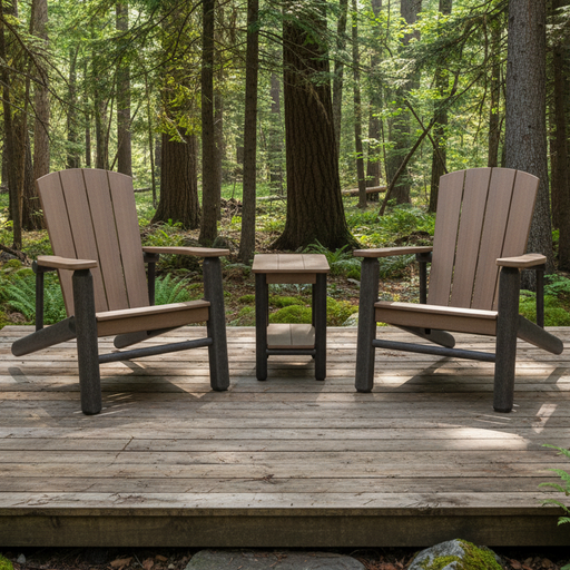 Riverside Poly Log Adirondack Chair Set- Antique Mahogany on Milwaukee Brown