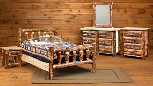 Rocky Mountain Aspen Log Bedroom Set Rustic Log Bedroom Furniture Amish Built Millersburg Ohio Quad M Rustics