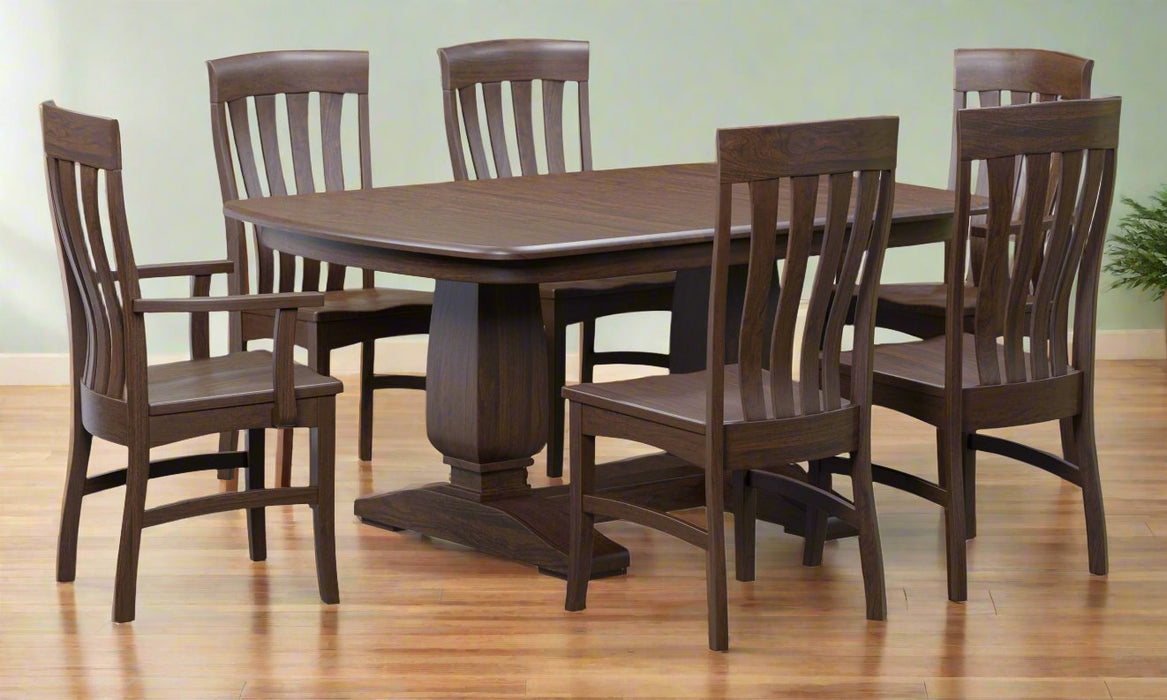 Amish Roland Dining Set Double Pedestal Table & Chair Sets Shaker Traditional