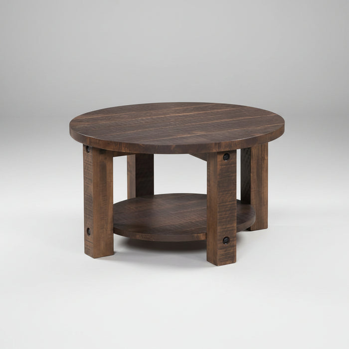 Amish Round Sullivan Coffee Table Coffee Tables Farmhouse Rough Sawn