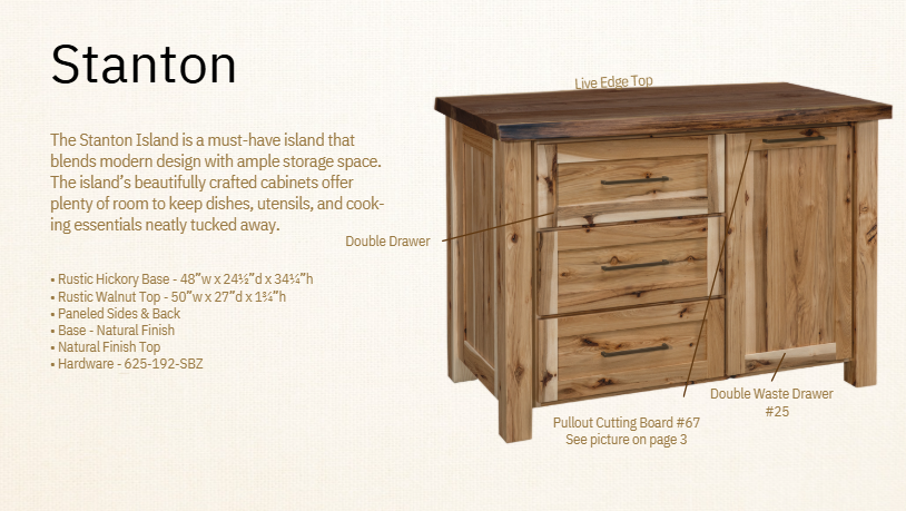 Amish Stanton Live Edge Walnut Kitchen Island