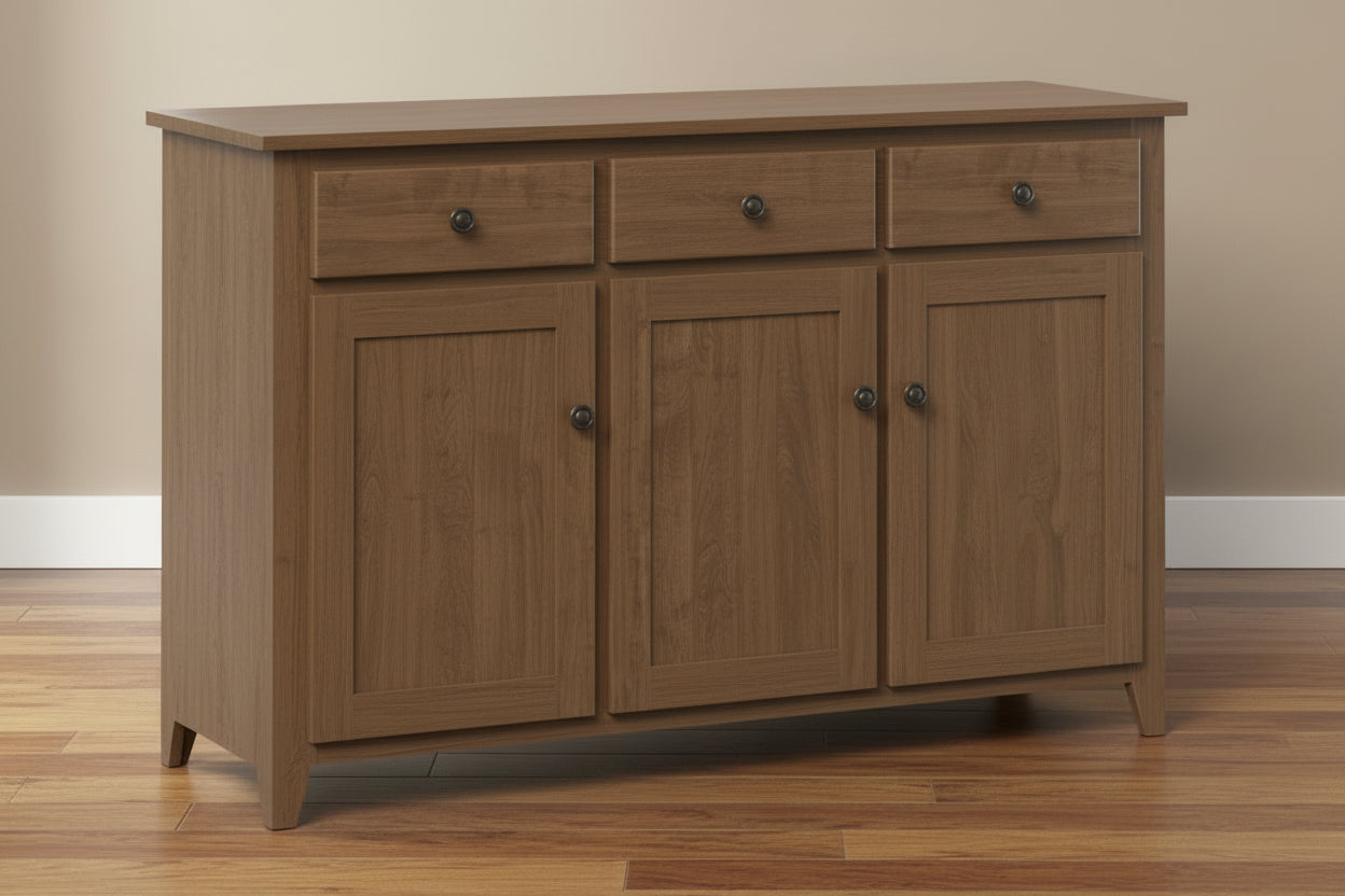 - Standard Hardware: K-107-AE Knobs
- 3/8" Inset Doors
- Knife Hinges
- Dovetailed Drawers
- All Drawers on Full Extension Slides