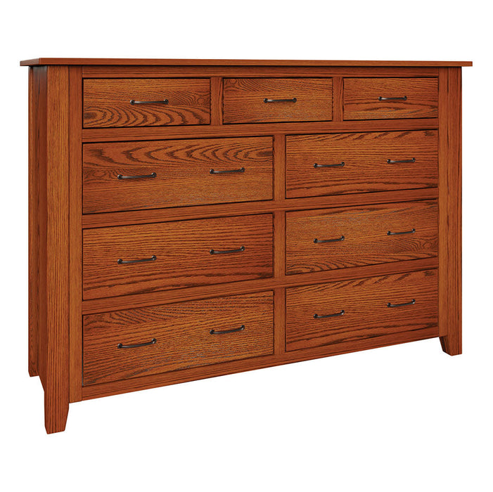 Amish Heavy Shaker 9-Drawer Dresser With Mirror Option