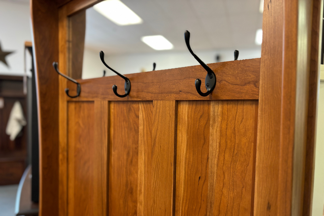 Shaker Hall Seat - 36"W - Flip Top Storage - Sap Cherry - FC-104 Chestnut Stain - Amish Made Hall Seat 5