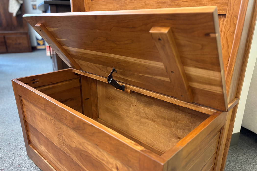 Shaker Hall Seat - 36"W - Flip Top Storage - Sap Cherry - FC-104 Chestnut Stain - Amish Made Hall Seat 4