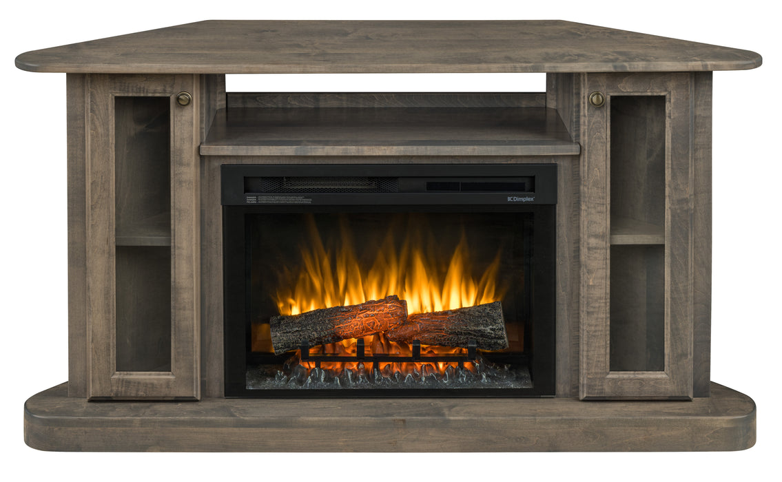 Amish Shellburn Corner Fireplace Mantel w/ Doors