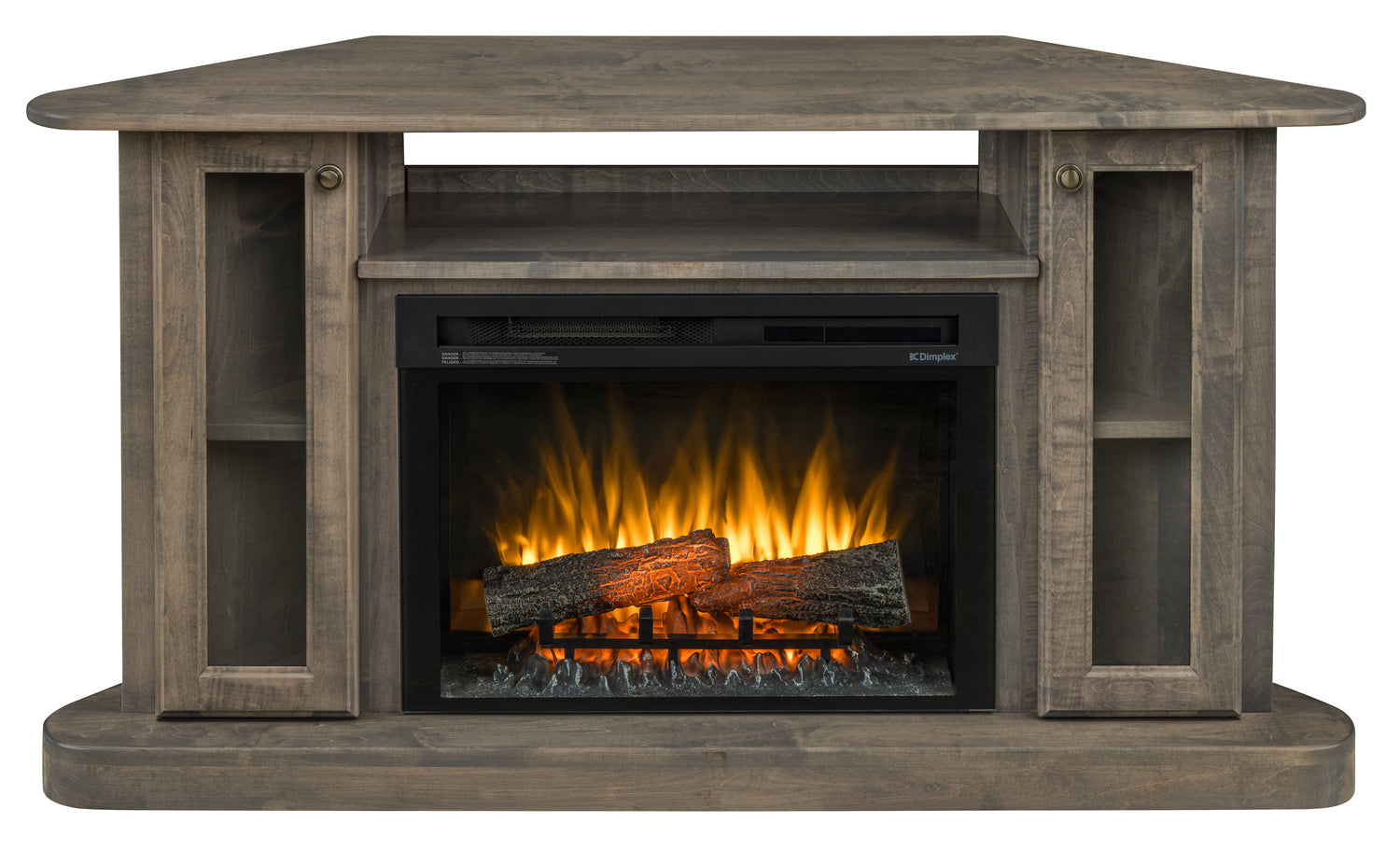 Amish Shellburn Corner Fireplace Mantel w/ Doors
