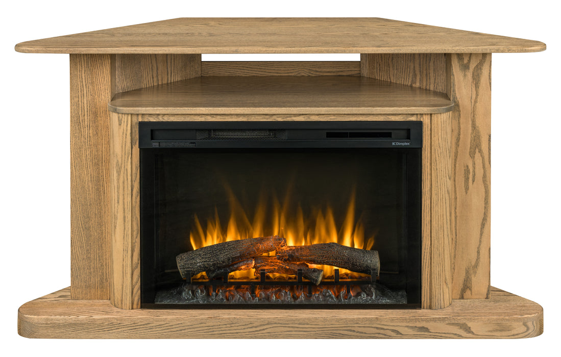 Amish Shellburn Corner Fireplace Mantel w/ Opening