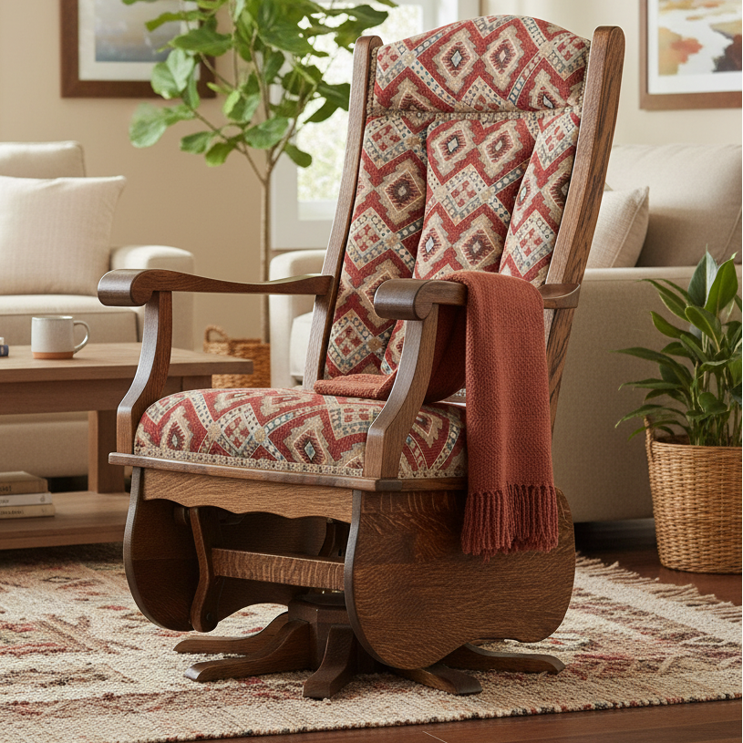 Amish Texas Swivel Glider - 8 Star Base - Buckeye Rockers