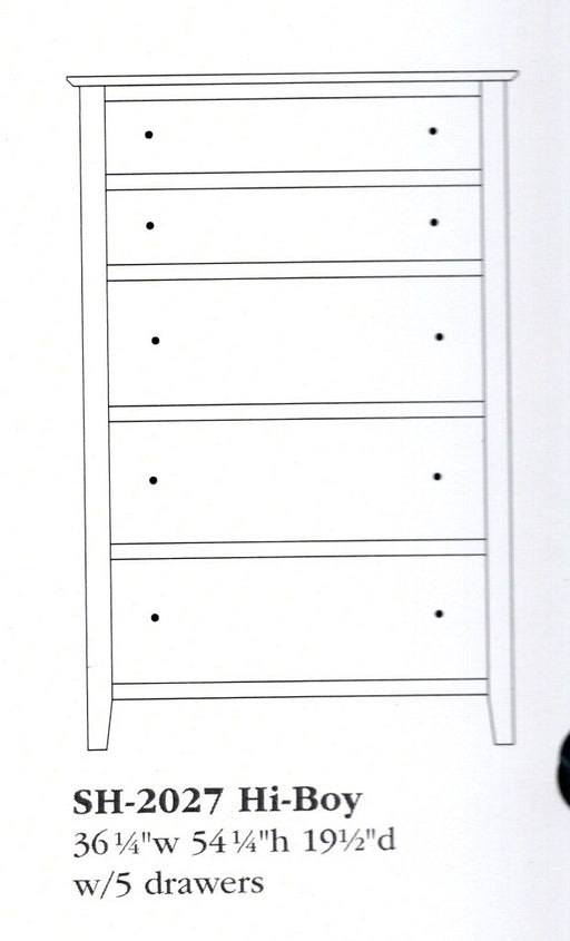 Shoreview Chest of Drawers - Multiple Sizes 5-Drawer Hi Boy Chest of Drawers Shaker