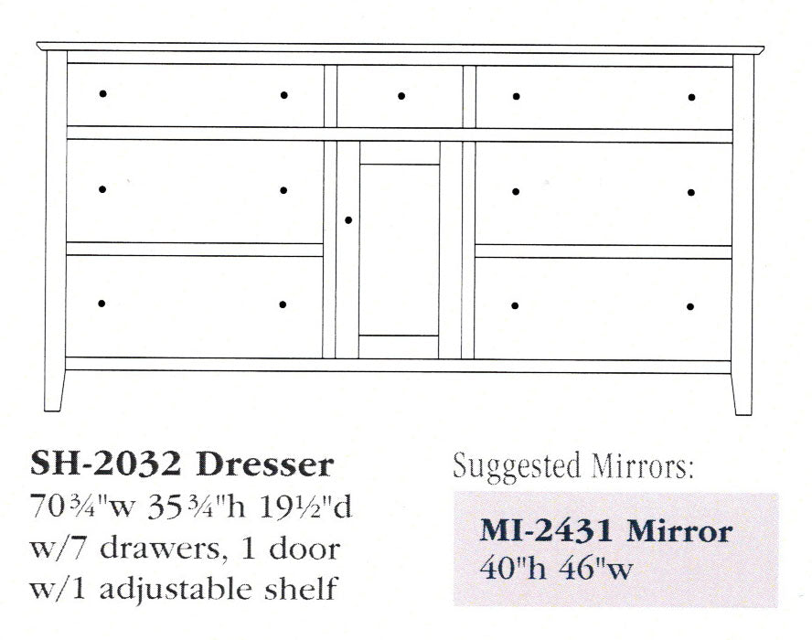 Amish Shoreview Dresser 70" Dressers Shaker