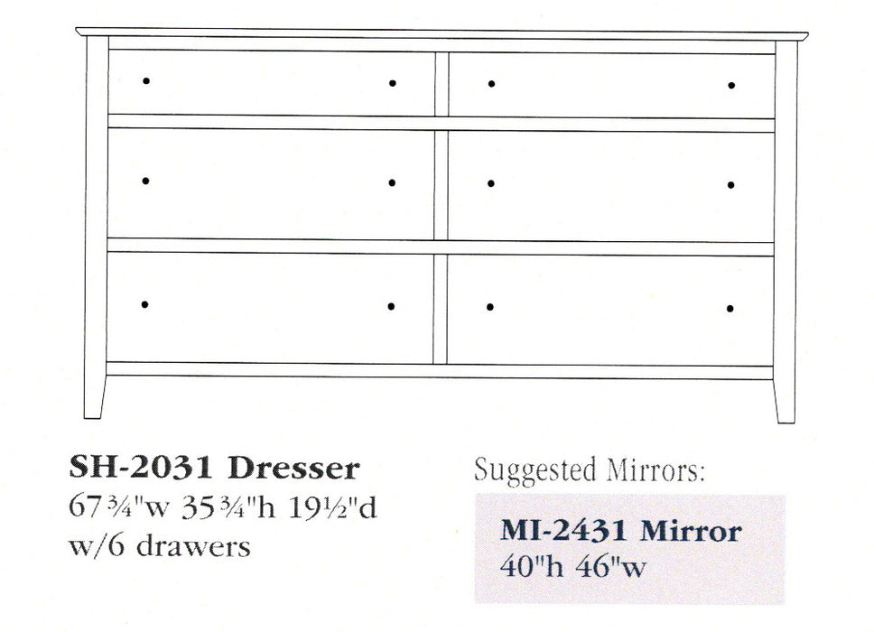 Amish Shoreview Dresser 67" Dressers Shaker