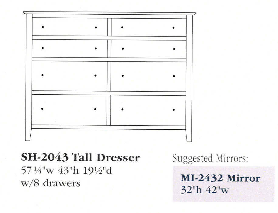 Amish Shoreview Dresser 57" Tall Dressers Shaker