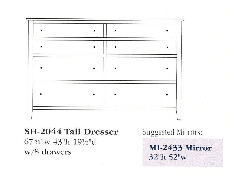 Amish Shoreview Dresser 67" Tall Dressers Shaker