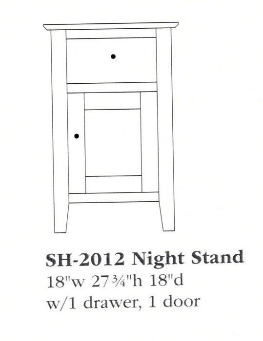 Amish Shoreview Nightstand - Multiple Sizes 18" 1-Drawer 1 Door Nightstands Shaker