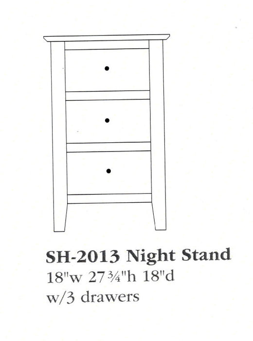 Amish Shoreview Nightstand - Multiple Sizes 18" 3-Drawer Nightstands Shaker