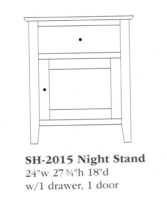 Amish Shoreview Nightstand - Multiple Sizes 24" 1-Drawer 1-Door Nightstands Shaker