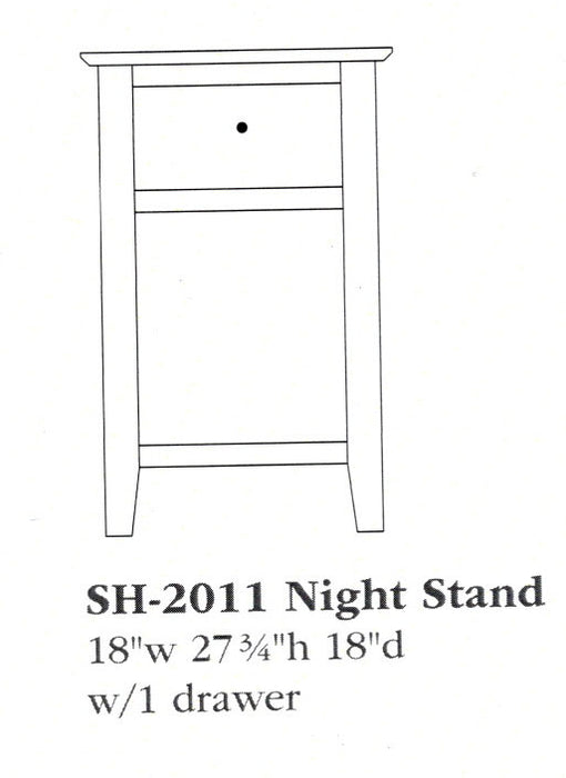 Amish Shoreview Nightstand - Multiple Sizes 18" 1-Drawer Nightstands Shaker