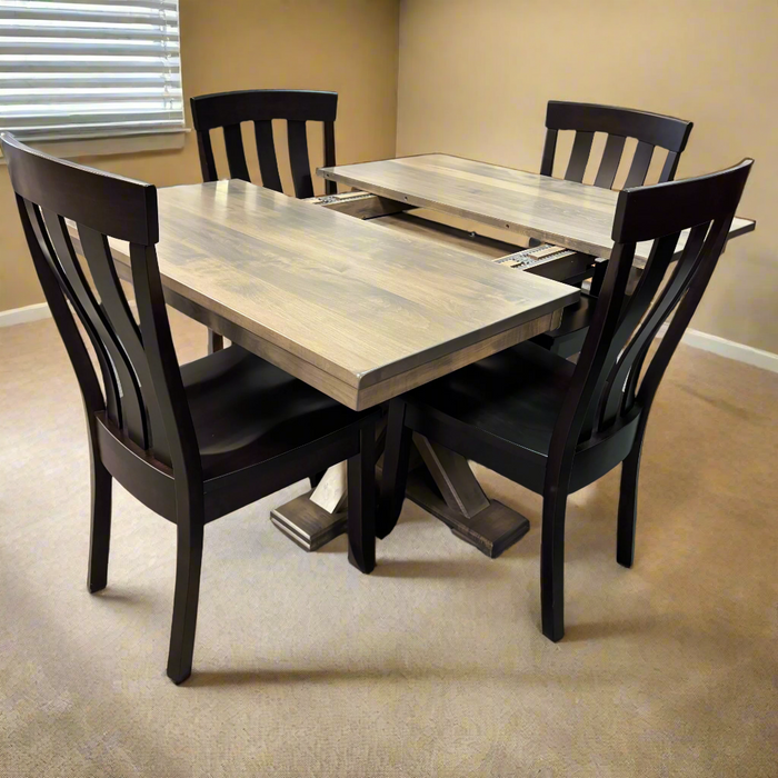 Amish Single Urbana Pedestal Table - 4 Chairs - Solid Maple