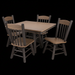 Amish Rustic Poly Log 44" Square Dining Set With 4 Spindle Back Dining Chairs -Antique Mahogany on Brown - Tangent Poly - 20 Year Warranty- Set Photo 2