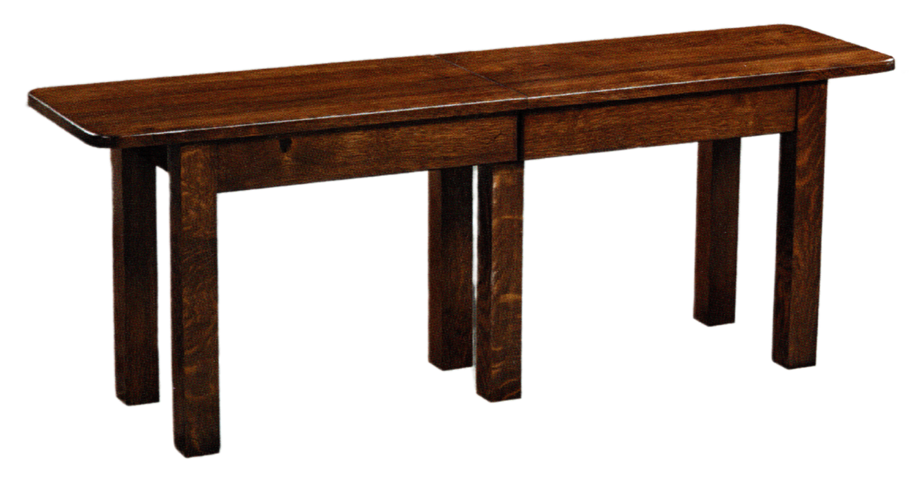 Amish Square Leg Extend-A-Bench Benches With Leaves Mission