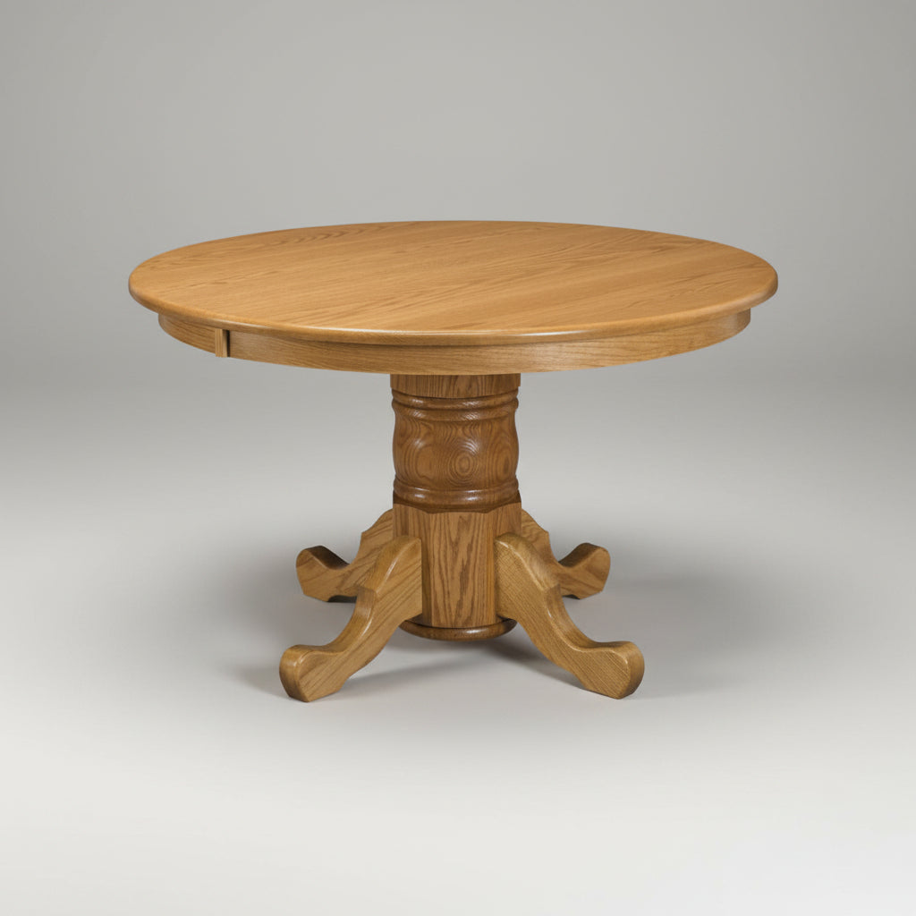 Amish Traditional Single Pedestal Solid Top Table Single Pedestal Tables Traditional