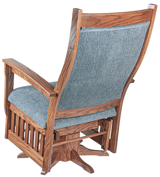 Amish Heritage Mission Swivel Glider - #330 - Red Oak Heavy Duty Fabric- Back Photo