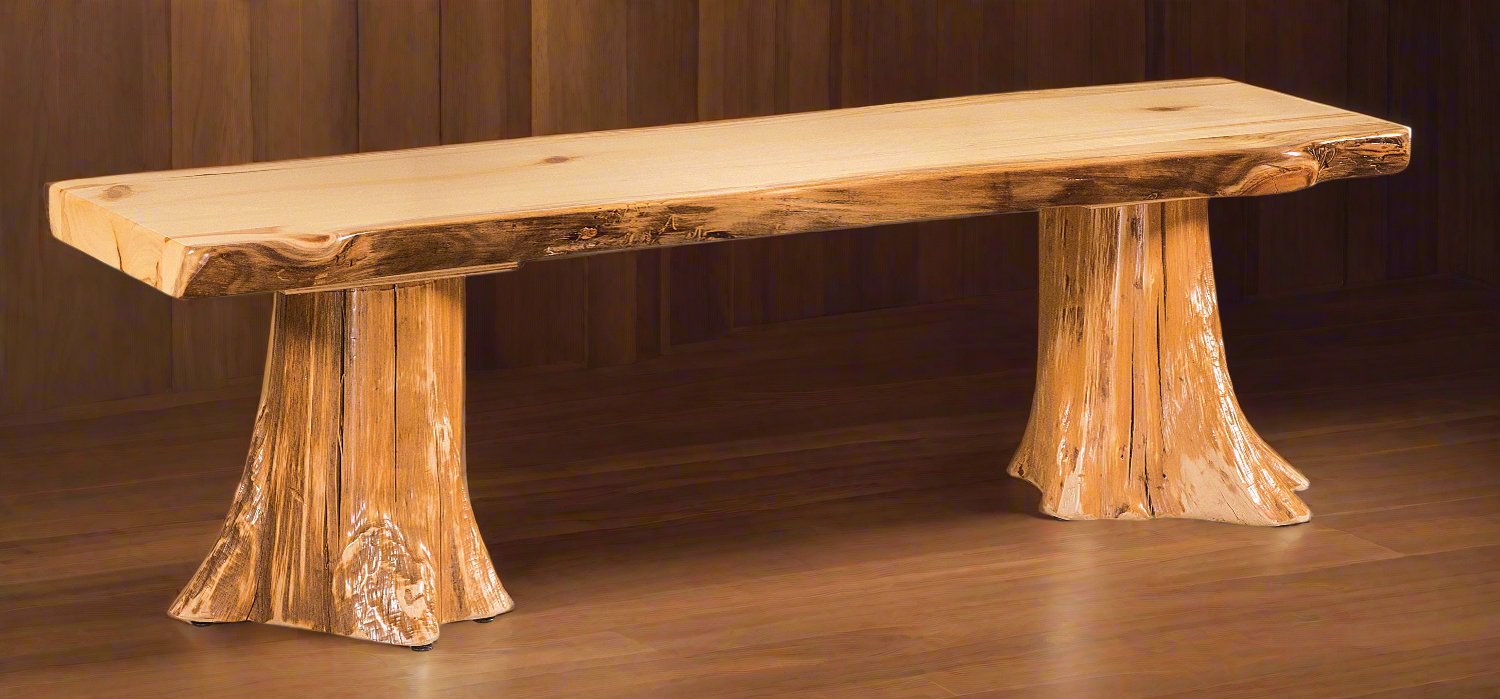 Amish Flat Stump Dining Bench - Multiple Sizes Benches No Back Log Furniture