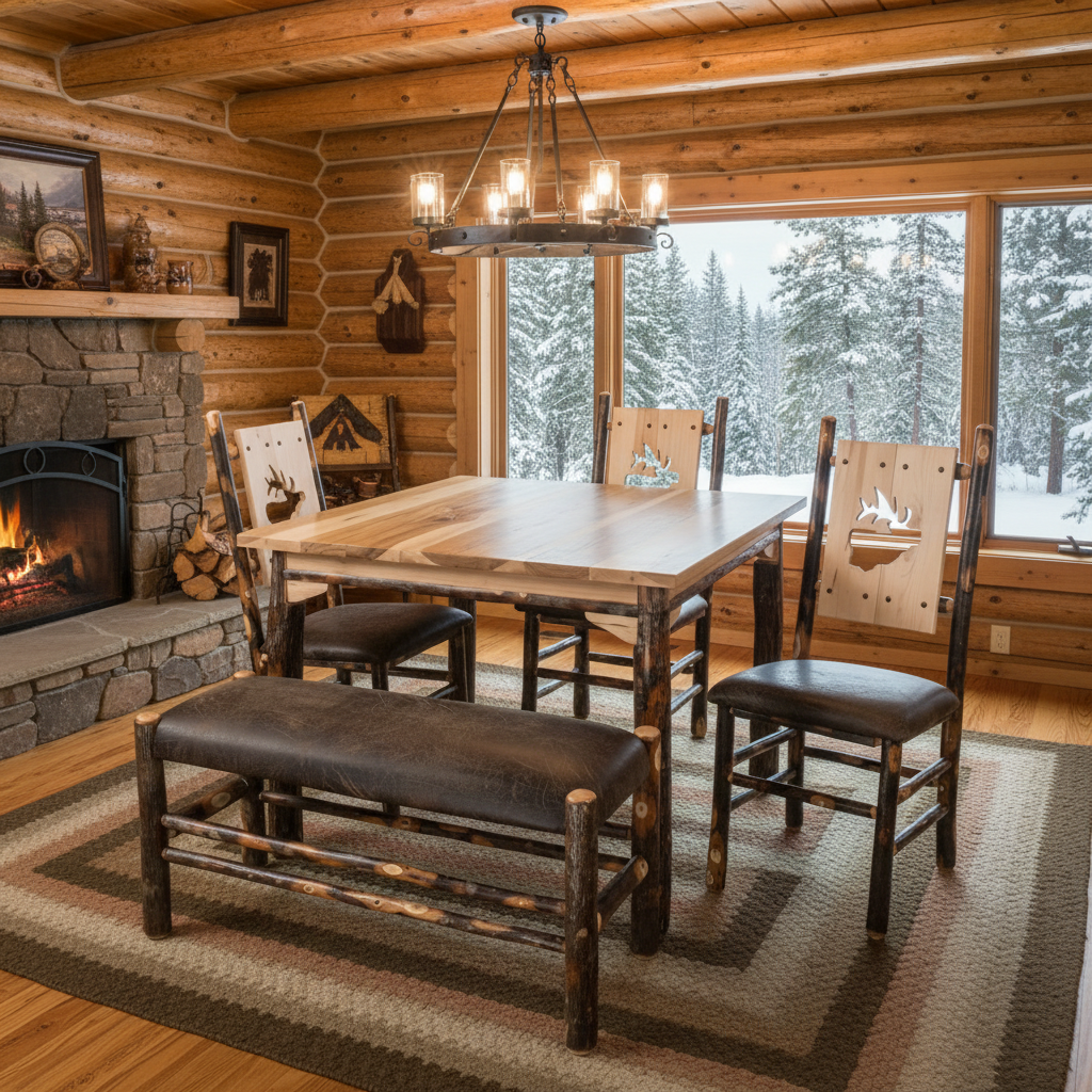 Amish Hickory Log Wildlife Small Dining Set (Multiple Sizes)