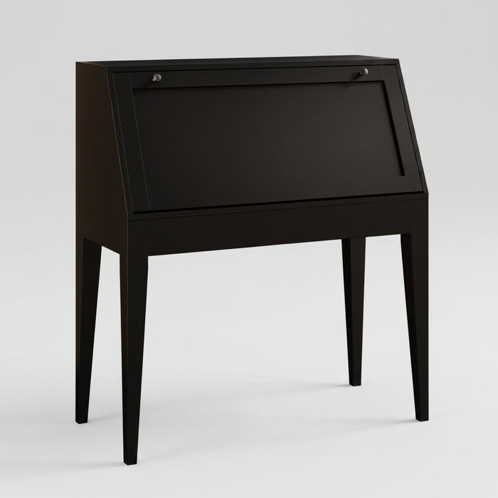 Amish Mid Century Shaker Secretary Flip Down Lid Desk Muted Black 