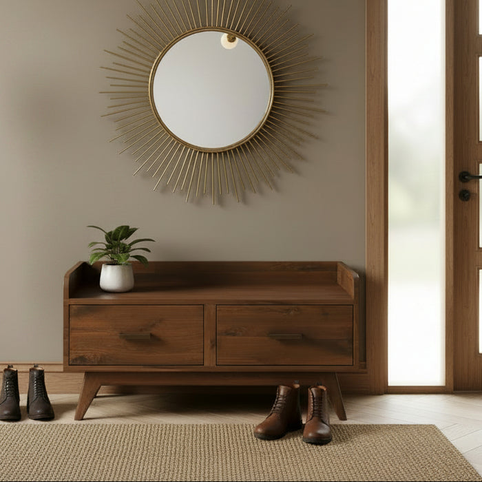 Amish Mid-Century Entry Bench with Drawers