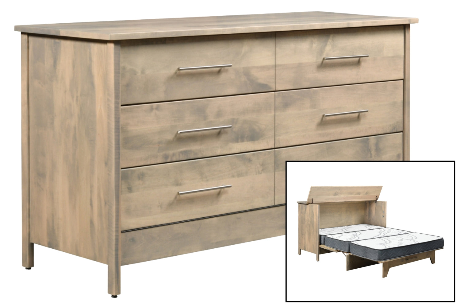 Quick Ship Amish Shaker Murphy Cabinet Hide-A-Bed (Queen Size)