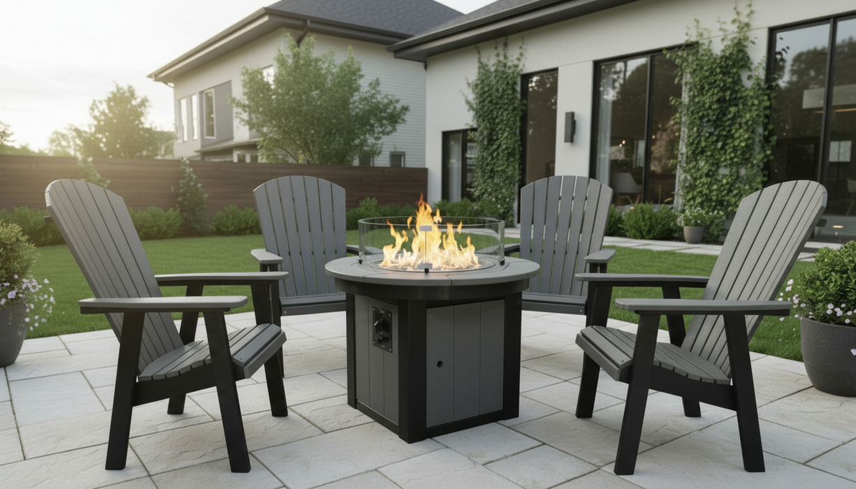 Amish Sterling Adirondack Chat Chair & Firepit Set