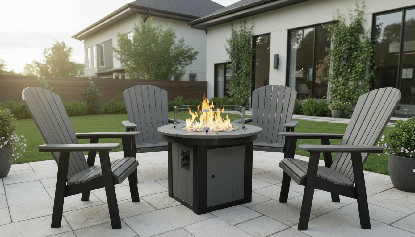 Amish Sterling Adirondack Chat Chair & Firepit Set