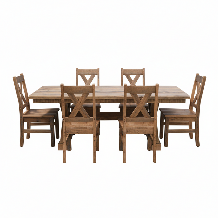 Amish Reclaimed Barnwood Western Railway Dining Set