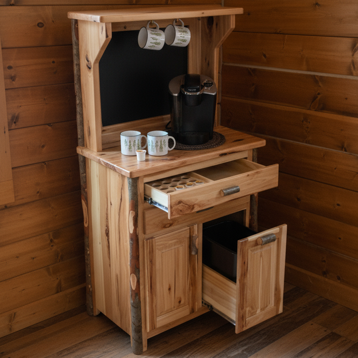 Amish Hickory Log Coffee Bar