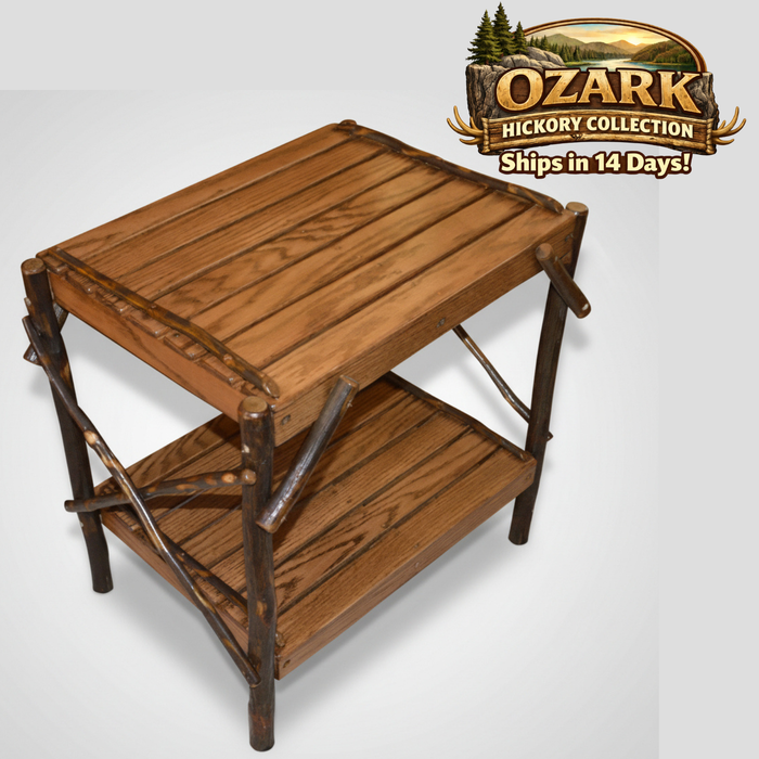 Quick Ship Amish Ozark Hickory Log Slatted End Table (Free Shipping)