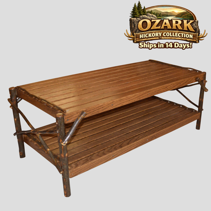 Quick Ship Amish Ozark Hickory Log Slatted Coffee Table (Free Shipping)