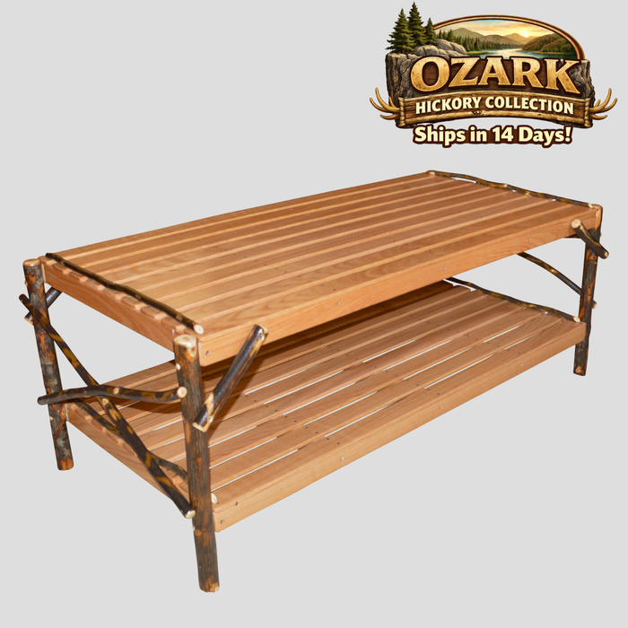 Quick Ship Amish Ozark Hickory Log Slatted Coffee Table (Free Shipping)
