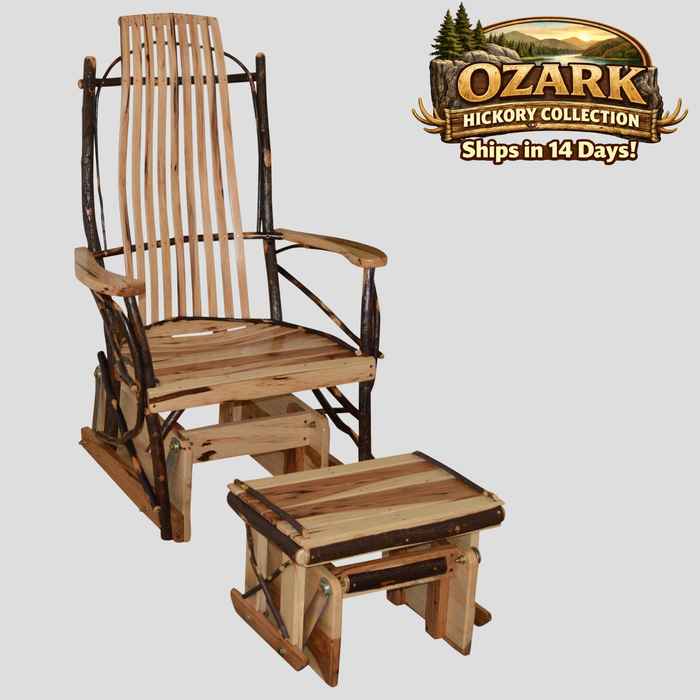 Quick Ship Amish Ozark Hickory Log Glider (Free Shipping)