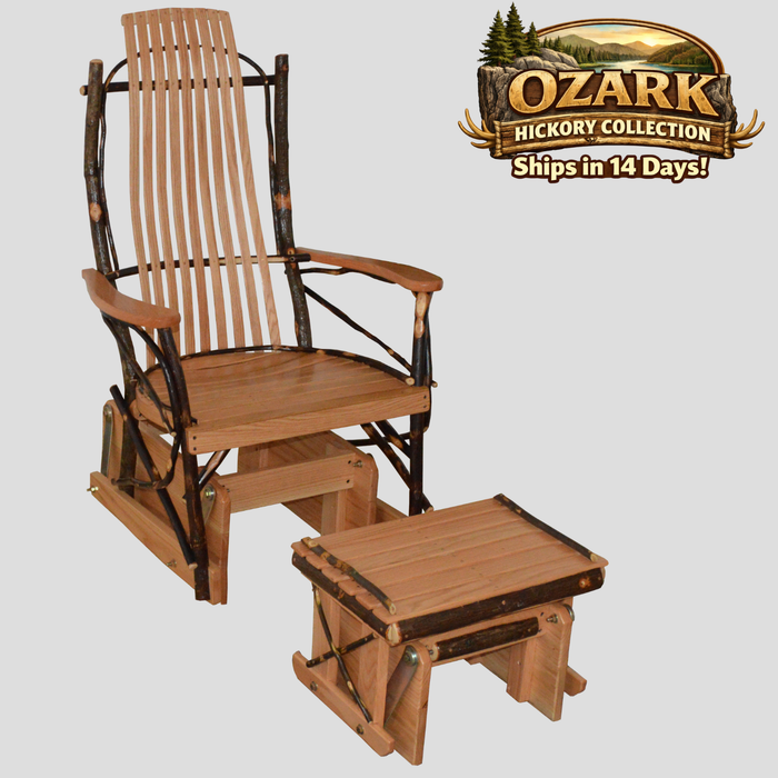 Quick Ship Amish Ozark Hickory Log Glider (Free Shipping)