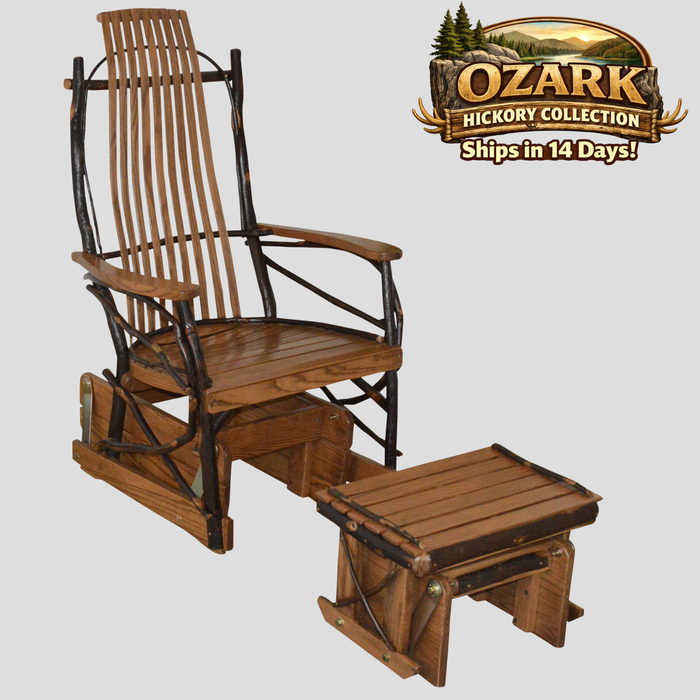 Quick Ship Amish Ozark Hickory Log Glider (Free Shipping)