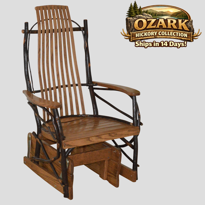 Quick Ship Amish Ozark Hickory Log Glider (Free Shipping)