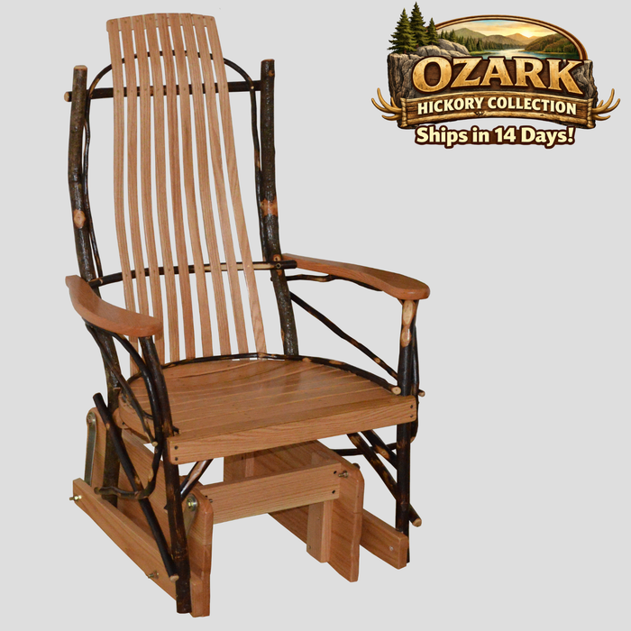 Quick Ship Amish Ozark Hickory Log Glider (Free Shipping)