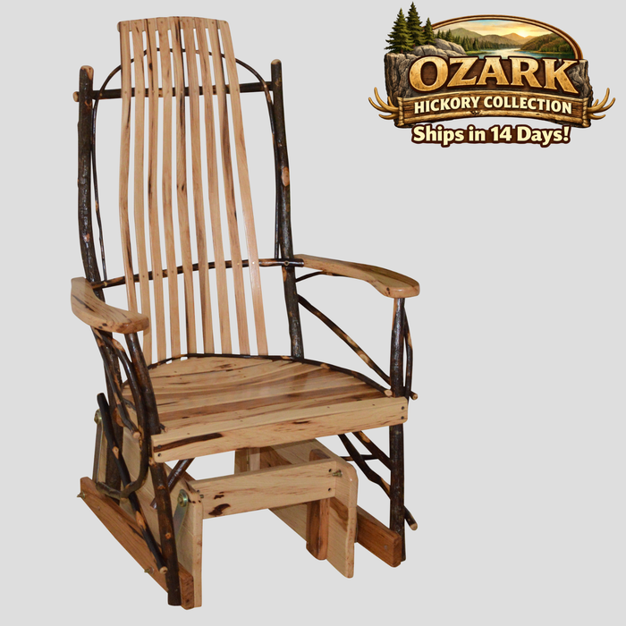 Quick Ship Amish Ozark Hickory Log Glider (Free Shipping)