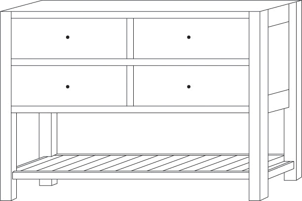 Amish Studio Bathroom Vanity - Multiple Sizes 48" Wide Bathroom Vanities: 30-39" Wide Contemporary